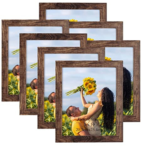 PETAFLOP 8x10 Photo Frame Set of 7, Rustic Frames Display 8 by 10 Inch Picture for Wall or Tabletop