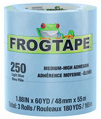 FrogTape 250 Stück hellblaues Hochleistungs-Abdeckband [mittlere bis hohe Haftung]: 1.88 in. x 60 yds. (Hellblau) / 3-pack