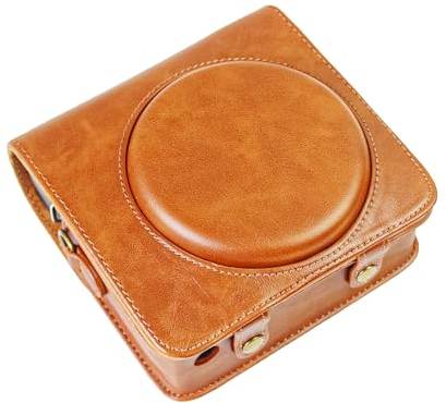 Rieibi Square SQ6 Hülle, Schutzhülle für Fujifilm Instax Square SQ6 Sofortbildkamera, PU-Leder, kompakte Abdeckung mit verstellbarem Schultergurt, braun, Kosmetikkoffer