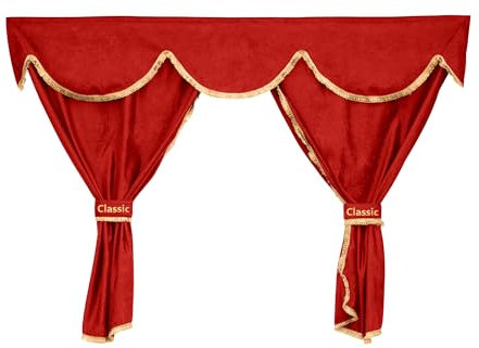 F-CORE Gardinen volle sätze (3in1) LKW für Renault T 01.14- Schlafendes Fahrerhaus Ohne Sensor ROT