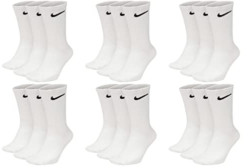 NIKE 9 Paar Everyday Lightweight Crew SX7676 Tennis Socke weiß schwarz grau, Farbe:weiß, Größe:34-38