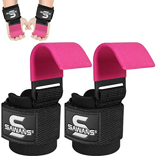 Coppia di ganci per sollevamento pesi, rivestiti in solido acciaio e neoprene, con imbottitura spessa, per sollevamento pesi, palestra, stacchi da terra, mento, trazioni, fitness, attrezzatura per