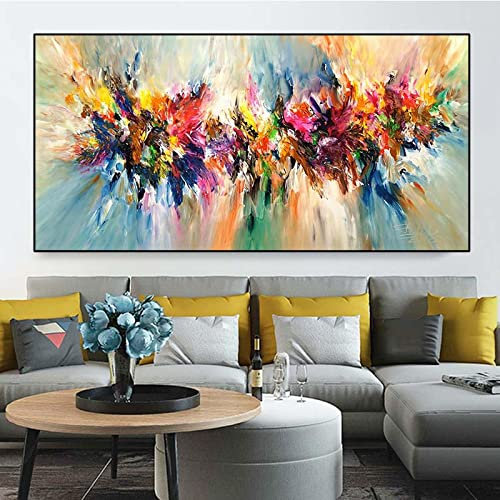 CDLV Abstrait coloré toile peinture fleur affiches et impressions mur Art photos salon décor à la maison 80x160cm (31.5x63in) sans cadre