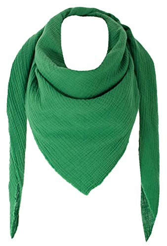 FASHION YOU WANT XXL Tuch 23 Farben Farbwahl Halstuch Musselintuch Musselin Damen Damenhalstuch Dreieckstuch Schal Herren Männer Frauen Herrenhalstuch Dreieckig leicht (einlagig)) (froschgrün)