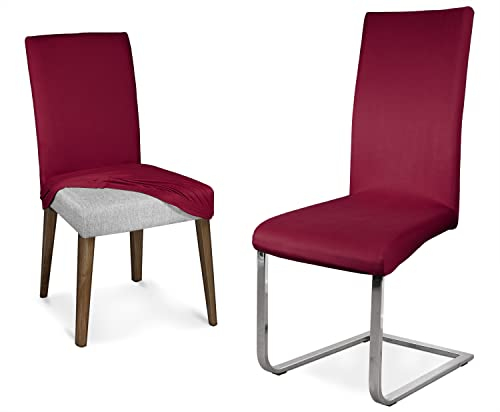 BEAUTEX Mikrofaser Stuhlhusse, elastische Stretch Husse Bi-Elastic Schwingstuhlhusse, Farbe wählbar (Bordeaux)