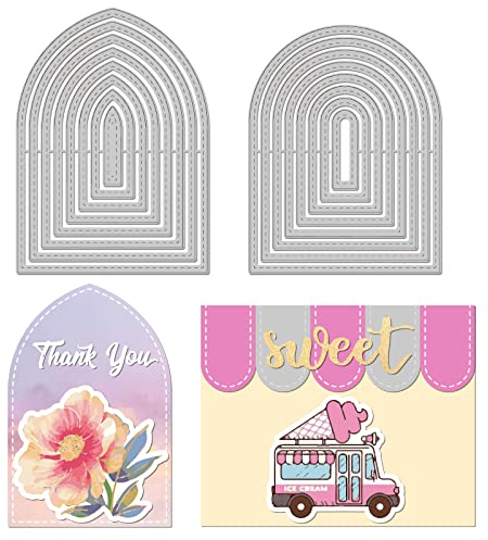 GLOBLELAND Gepunktete Linie Metall Stanzschablone Rahmen Papierpräge Stanzschablonen Set Stanzformen für Kartenherstellung DIY Papier Scrapbooking Handgefertigtes Fotoalbum