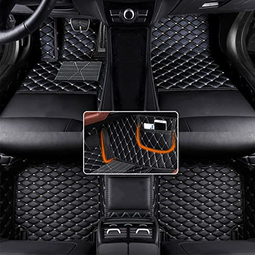maiqiken Anpassen Auto Fußmatten Kompatibel mit Skoda Kodiaq Rs 2000-2025 Anti-Rutsch Auto-Fussmatte Leder Automatte (Schwarz Beige)