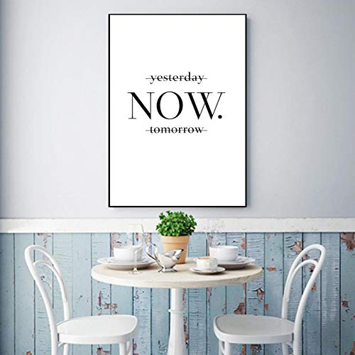 BIEMBI Yesterday Now Tomorrow Motivationsposter, Wandkunstdruck an der Wand, minimalistisch, Schwarz-Weiß-Drucke, Wanddekoration, Kunstbild, 50 x 70 cm, rahmenlos
