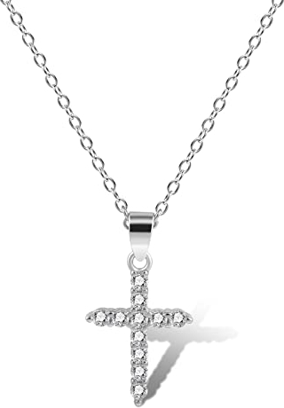 ALEXCRAFT Kreuz Kette Silber Halskette für Damen Mädchen Cubic Zirkonia Silberkette mit Kreuz Geschenk für Frauen Freundin Mama Mädchen