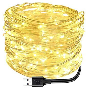 Garosa USB LED Lichterkette 5m Warmweiß | 5m USB-LED-Lichterkette Warmweiß, flexibel Für Innen und Außen Ideal für Hochzeiten und DIY-Deko