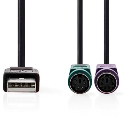 NEDIS 2 in 1-Kabel | USB 2.0 | USB-A Stecker | 2x PS/2 Buchse | 480 Mbps | 0.30 m | Vernickelt | rund | PVC | Plastikbeutel
