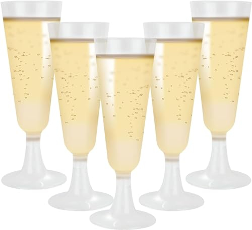 AKOLAFE 50er Set Sektgläser 160ml Plastik Sektgläser BPA-Frei Mehrweg Transparentes Sektglas Günstiger Sektkelch Stapelbare Champagnergläser für Hochzeiten, Geburtstage, Partys
