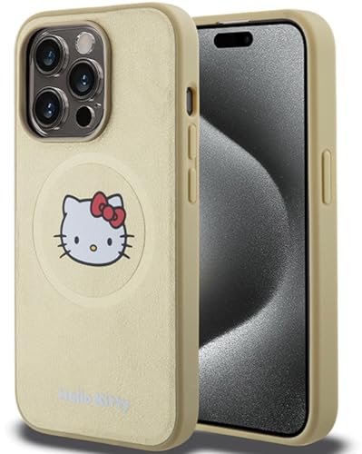 Hello Kitty Apple iPhone 14 Pro Max Leather Kitty Head MagSafe Case Cover Gold