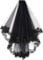 Brautschleier Halloween Schleier Schwarz Tüll mit Kamm Gothic Spitzen Hochzeitsschleier Cosplay Party Softtüll Karneval Geisterbraut Haarschmuck Ellbogenlänge Witwen Schleier Hexen Kostümzubehör