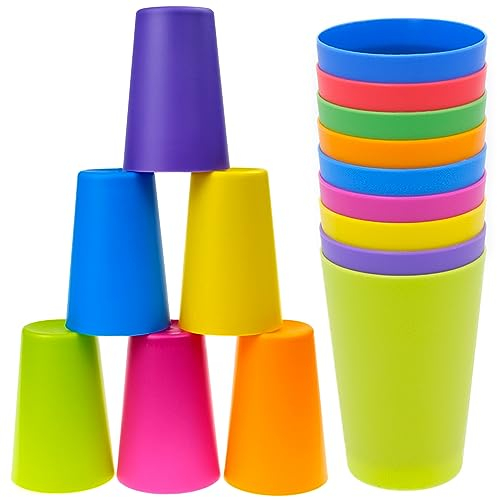 WSAMJIN 9pcs Colorful Plastic Tumblers, 260ml Capacity, Stackable Reusable Drinking Cups; Ideal for Parties, BBQs, Camping, Picnics & Everyday Use