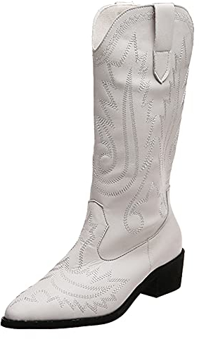 Kobilee Texani Donna Neri Invernali Stivali Equitazione Camoscio Alti Stivali Texani Western con Tacco Stivali Cowboy Pelle Biker Stivali Biker Stivaletti Vintage Anfibi