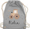 Turnbeutel Rucksack - Süßer Traktor Trecker Schlepper Bulldog - Unisize - Hellgrau - personalisierte geschenke kinder stoffbeutel für kindergarten traktoren stoffrucksack junge beutel kita
