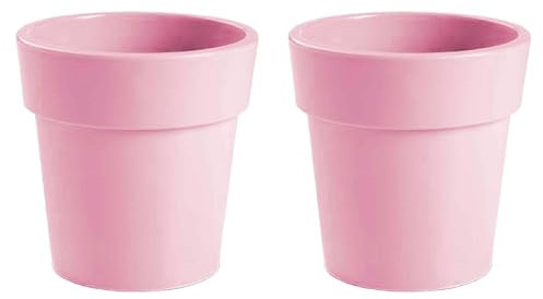 AC - Pack de 2 Macetas con aro Desmontable - Plástico Resistente - Ideal para el Hogar, Plantas, Jardín, Decoración. - Cuidado de Plantas - Forma Redonda - Ø 20 cm - Color: Rosa