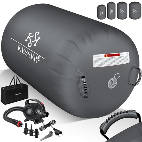KESSER® Aufblasbare Airrolle | inkl. Tragetasche & elektr. Luftpumpe | Barrel Tumbling, Yoga, Fitnessmatte, Trainingshilfe, Turnmatte, Balance Trainer, Sportmatte, Gymnastikmatte, Workout