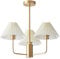 KCO Lighting 3-flammiger plissierter Kronleuchter, weißer Stoff, Pendelleuchte, Mitte des Jahrhunderts, moderner goldener Sputnik-Kronleuchter, Vintage-Kronleuchter für Esszimmer, Schlafzimmer