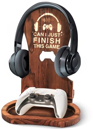 CREECHWA Kopfhörer Ständer aus Holz, Headset Halterung, Kopfhörer Halter mit Gaming-Fernbedienung Halter, Geschenk für Gamer Liebhaber