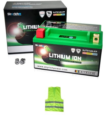 Compatible avec Kawasaki GTR ABS 1400 par an 2008 al 2016 Batterie AU Lithium SKYRICH HJTX14H-FP FOURNIE CHARGÉE pour L'UTILISATION Batteries 12V 48WH 240A 150X87X93CM