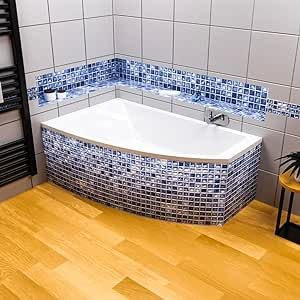 ECOLAM Baignoire d'angle Hela 150x90 cm | version gauche | Vidange automatique Alcaplast | pieds et silicone | Baignoire acrylique sanitaire blanc