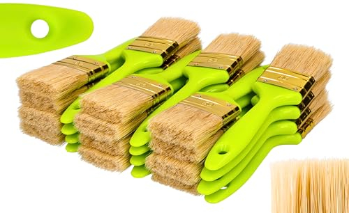 ToolSpace Lot de 24 pinceaux Plats - 50 mm - Pinceau Plat - Manche Ergonomique en Plastique - Poils naturels avec mélange de Poils synthétiques - Poils denses - pour Tous Les Types de Peinture