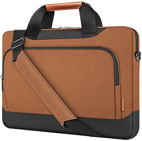 DOMISO 17-17,3 Pulgadas Funda para portátil Bolsa bandolera de gran capacidad compatible con Dell XPS/Inspiron 17 / HP Gaming Pavilion 17 / Chromebook 317,Marrón