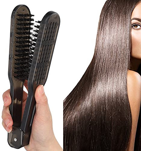 Cocoarm Double Brush Comb, Double Sided Hair Straightening Comb, Heat Resistant, Black, For Damaged Hair, Female Users