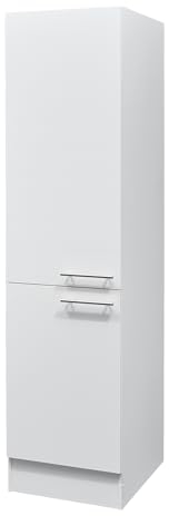 möbelando Eddy Moderner Vorratsschrank Küche in Weiß matt - Geräumiger Küchenschrank mit viel Stauraum - 50 x 200 x 57 cm (B/H/T)
