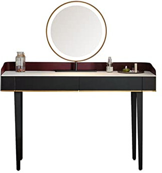 Generisch Schminktisch，Tisch, Frisiertisch, einfache Schminkkommode fürs Schlafzimmer, Schiefer-Arbeitsplatte, Schminkhocker, Schminkspiegel, Metallkommode, Schminktisch (Farbe: 120 cm)