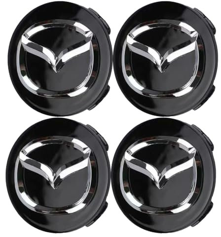 DLLHL 4 Stück Auto Nabendeckel für Mazda MX-5 NB,ABS mit Emblem Wheel Caps Radnabenabdeckung Radkappen Auto Autonaben Kratzfest Auto Zubehör,Black