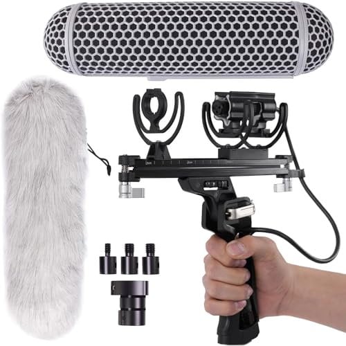 DF DIGITALFOTO Upgrade Microphone Windshield Blimp,Windscreen Protect Cage with Shock Mount Suspension System,XLR Cable, Deadcat,Quick Release,Compatible with Rode NTG1/2/3/4/5,MKE 600 Shotgun Mic
