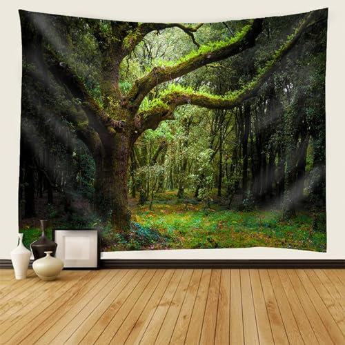 Musihy Wald Tapisserie Wandbehang, Tapisserie Wandbehang Dschungel Wanddeko für Schlafzimmer Wohnzimmer Wohnheim | 210x140cm