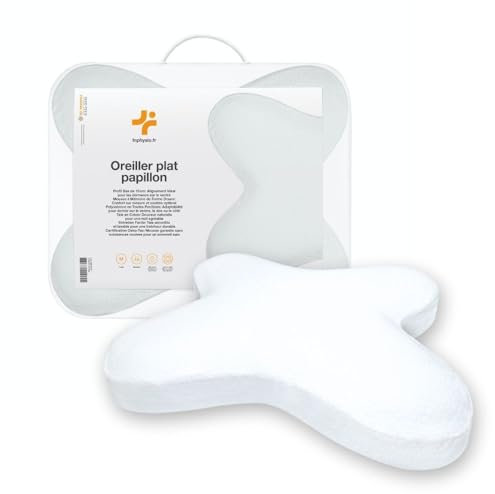 Inphysio - Ergonomisches Nackenkissen - Kopfkissen aus Schaumstoff mit Formgedächtnis - Ausgezeichnet für Bauchschläfer - Bezug aus Öko-Tex Baumwolle - Orthopädisches Kopfkissen - 56x46x10 cm - Weiß