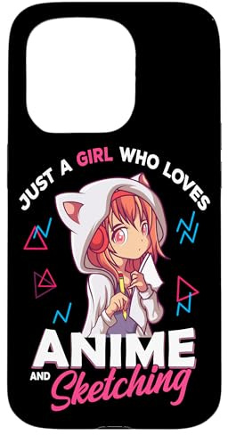 Just A Girl Who Loves Anime and Sketching Otaku Anime Merch Case for iPhone 15 Pro