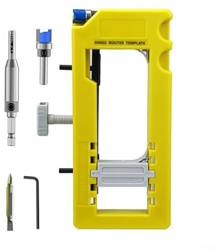 VRTYVEYBB Door Hinge Mortise Jig Kit,Door Hinge Installation Kit,Sturdy Door Hinge Router Template Cabinet, Metal+Plastic