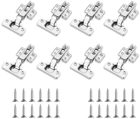 Xiciki 8Pcs Charnière Invisible Porte Placard Porte Cuisine Complètement Recouvrante avec Amortisseur Charnières Pliables 105° pour Porte Lourde, Inclut 24 Vis pour Salle de Bain, Chambre, Cuisine