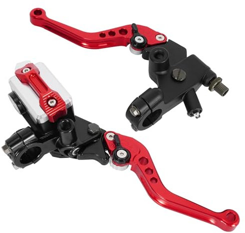 Frein de Guidon 7/8 22mm Pour Moto Levier d'embrayage Maître-cylindre CNC Gauche et Droit Set Rouge