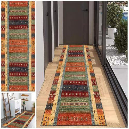 JaevKwzy Teppich Läufer, Waschbar Küchenteppich 100 x 500 cm, Läufer Teppich Flur rutschfest Modern Küchenläufer Teppichläufer Eingangsteppich Flurteppich Läufer Lang für Flur & Wohnraum