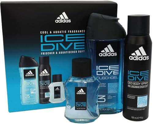 Adidas Ice Dive Geschenkset EDT 50ml + Duschgel 250ml + Deodorant Spray 150ml 3 in 1 Set