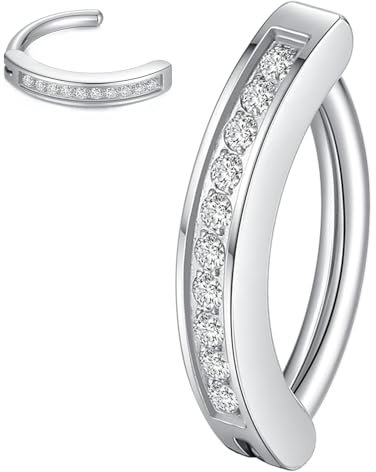 Popuhoops 14G 8mm G23 Titan Clicker Bauchnabel Ring CZ Nabel Ringe Körper Bauch Piercing Schmuck mit Cubic Zirkonia