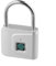 HEIBTENY Vorhängeschloss Smart Fingerprint Vorhängeschloss Zinklegierung USB Aufladbar Schnelle Erkennung Lange Akkulaufzeit Silber 76x45mm
