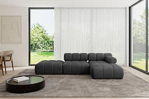 ALTDECOR Modulares Sofa Ecksofa in L-Form Corner modular Sofa Eckcouch Couch Wohnlandschaft Cauchsofa Polstersofa Lizur-L1-285x160x70 cm Schwarz