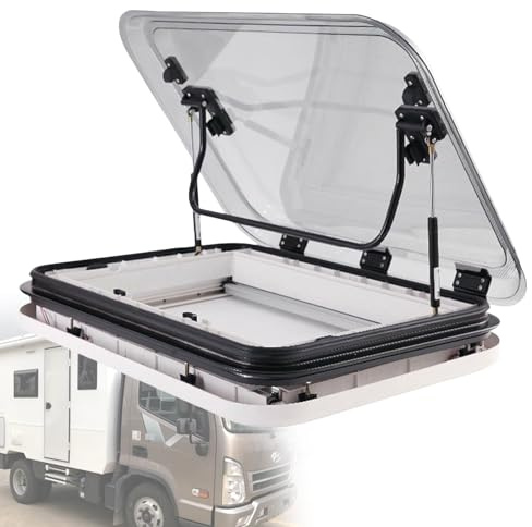 YORCME Universal Replacement Vent Lid RV Skylights Caravan Motorhome Roof Vent Hatch, Roof Window with LED Light Camper Window Replacement Skylight, Aluminum Alloy Skylight,800x500