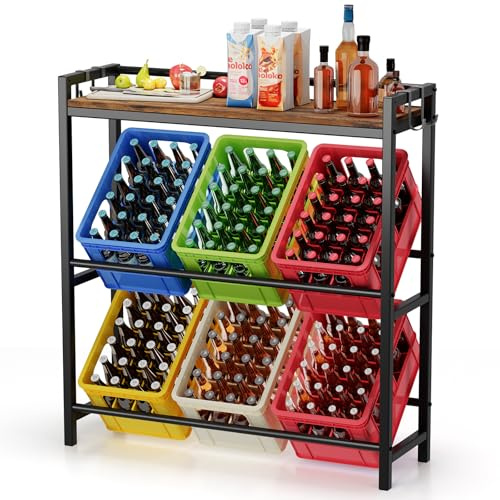 ZIPEEU Estru6cturas con un Acabado para 6 Cajas, Estantes para Cajas de Bebidas, Estante Independiente para Cajas Estante para Cajas de Agua, Cerveza (32X104X117,3 CM)