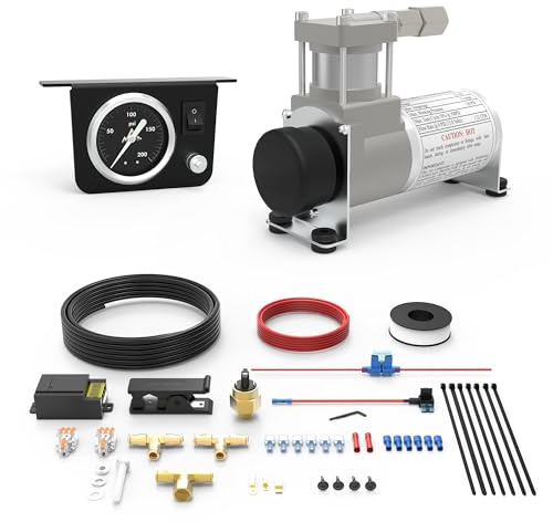 DEEAGLE Onboard Air Compressor System with Low Pressure Sensor for Ford Chevrolet Silverado GMC Sierra Dodge Ram, Universal Airbags Compressor