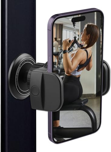 Support Téléphone Magnétique pour Salle De Sport Pouces Base Alliage | Résistante 360° Réglable Aimants N52 Puissants Compatible avec iPhone Samsung Pixel Noir