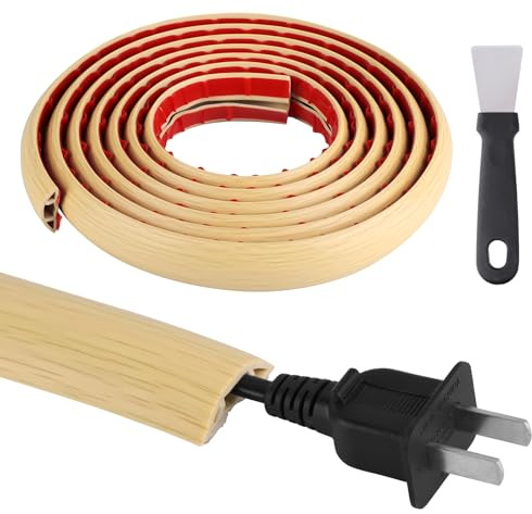 Passe-câbles Flexible pour Sol Autocollant, Protection de câbles de Sol en PVC, Cache-câbles, Passe-câbles, Cache-câbles, Cache-câbles pour la Maison, Le Bureau, l'entrepôt (Bois d'érable)